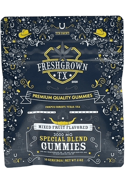 FRESH GROWN TX 300 MG SPECIAL BLEND GUMMIES, MIXED FRUIT FLAVORED, 10 COUNT