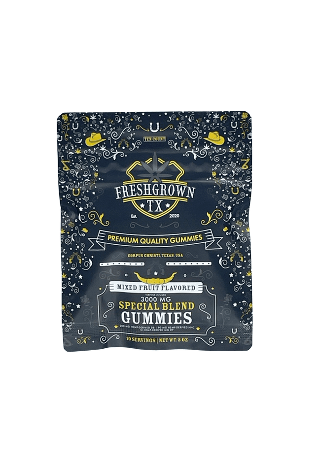 FRESH GROWN TX 300 MG SPECIAL BLEND GUMMIES, MIXED FRUIT FLAVORED, 10 COUNT