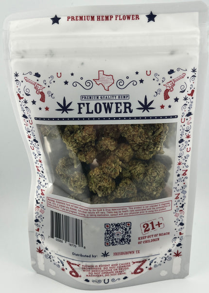 FRESH GROWN TX FLOWER, Double Stuffed INDICA THCA, 1OZ