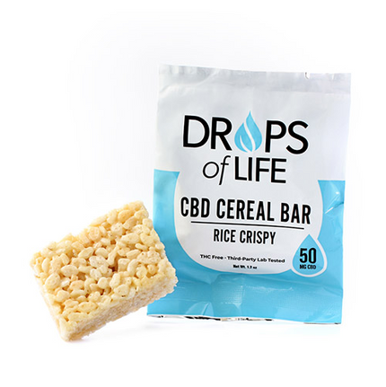 Drops of Life CBD Rice Crispy Cereal Bar, 1.2oz,  50mg CBD