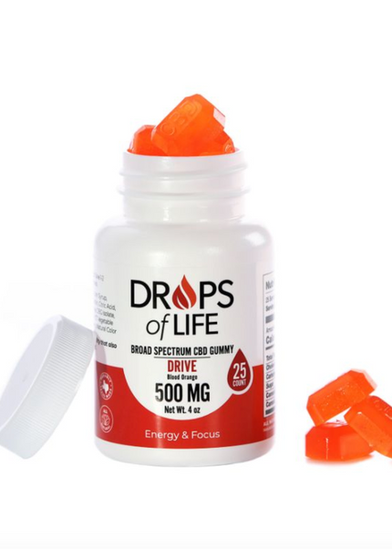 Drops of Life CBG & CBD Gummies for Energy and Drive, 4oz, 500mg CBD