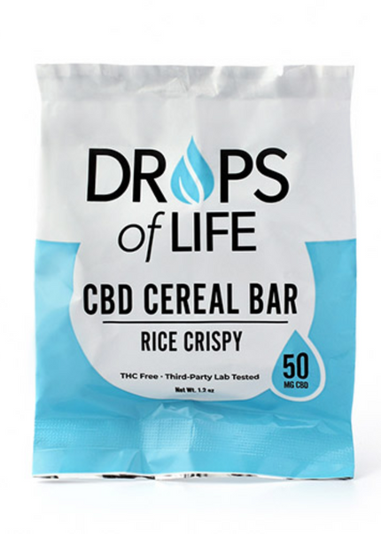 Drops of Life CBD Rice Crispy Cereal Bar, 1.2oz,  50mg CBD