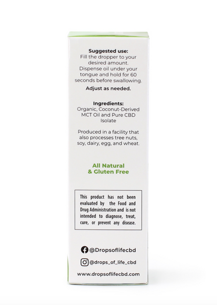 Drops of Life CBD Isolate Tincture, 1oz, 1000mg CBD