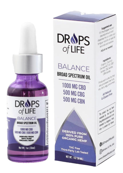 Drops of Life Tincture for Balance, 1oz, 1000mg CBD, 500mg CBG, 500mg CBN