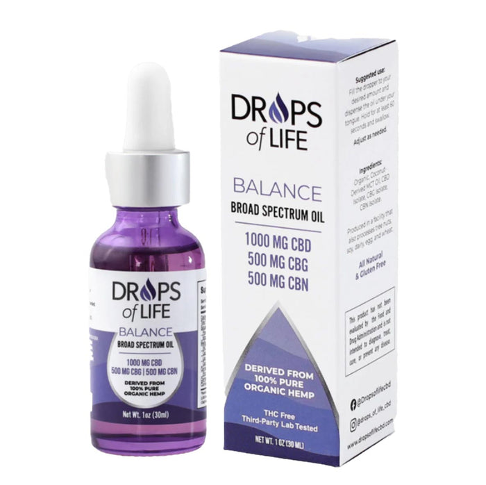 Drops of Life Tincture for Balance, 1oz, 1000mg CBD, 500mg CBG, 500mg CBN