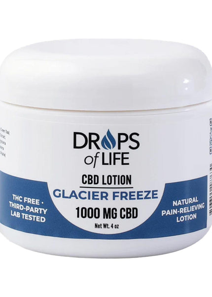 Drops of Life CBD Lotion  for Pain Relief (Glacier Freeze), 4oz, 1000mg CBD