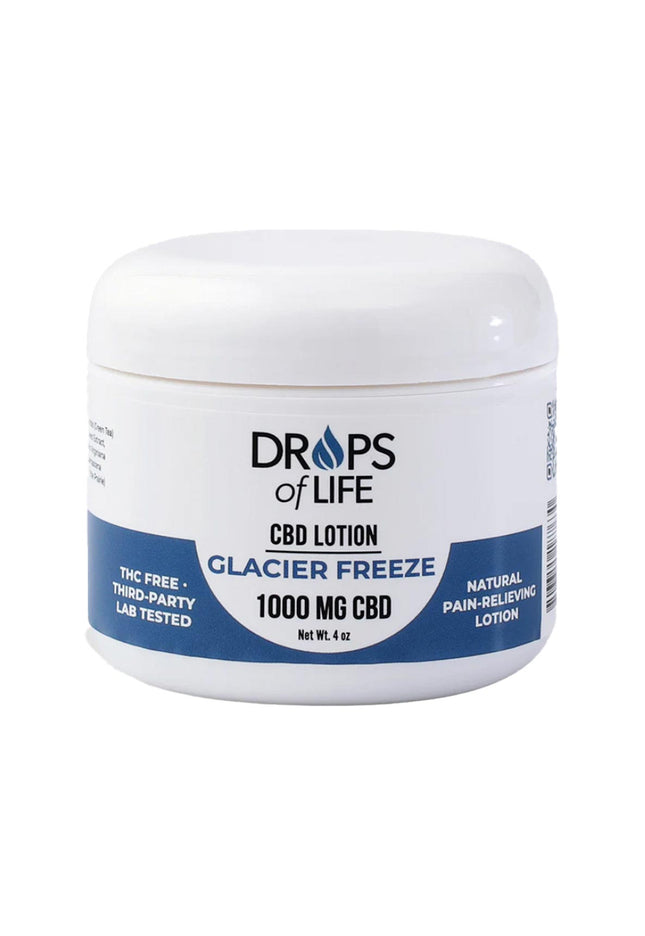 Drops of Life CBD Lotion  for Pain Relief (Glacier Freeze), 4oz, 1000mg CBD